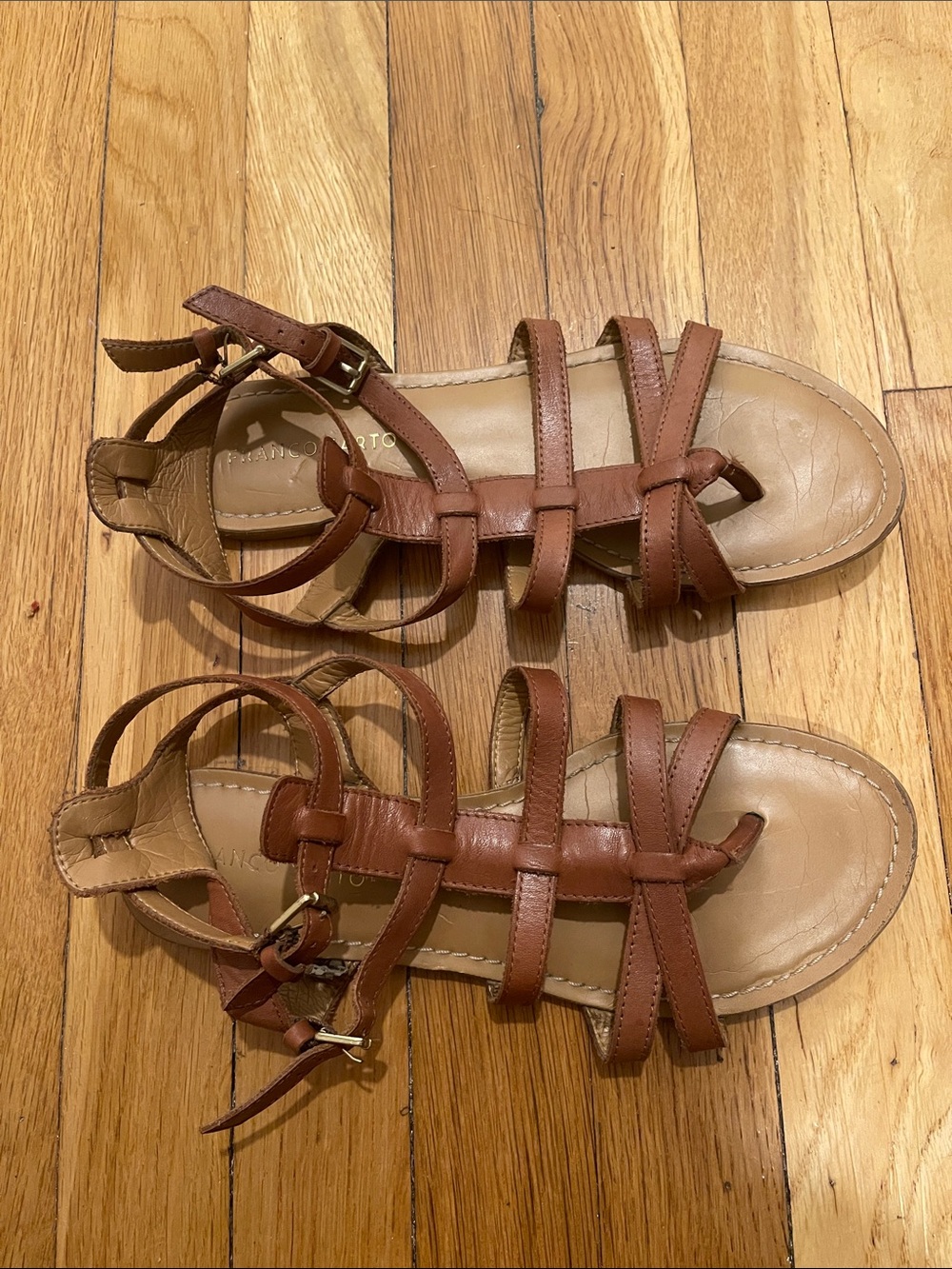Franco Sarto Brown Leather Strappy Sandals